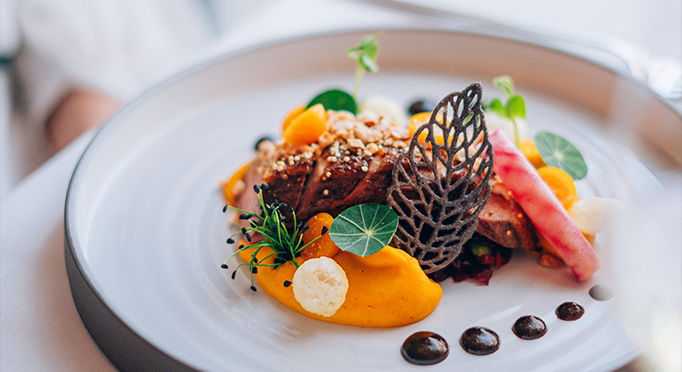 Food on plates from Restaurant Empire