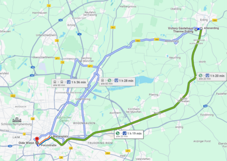 Route Therme Erding zum Oktoberfest